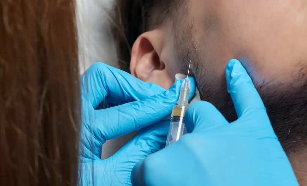 Corticosteroids injection for beard hair loss